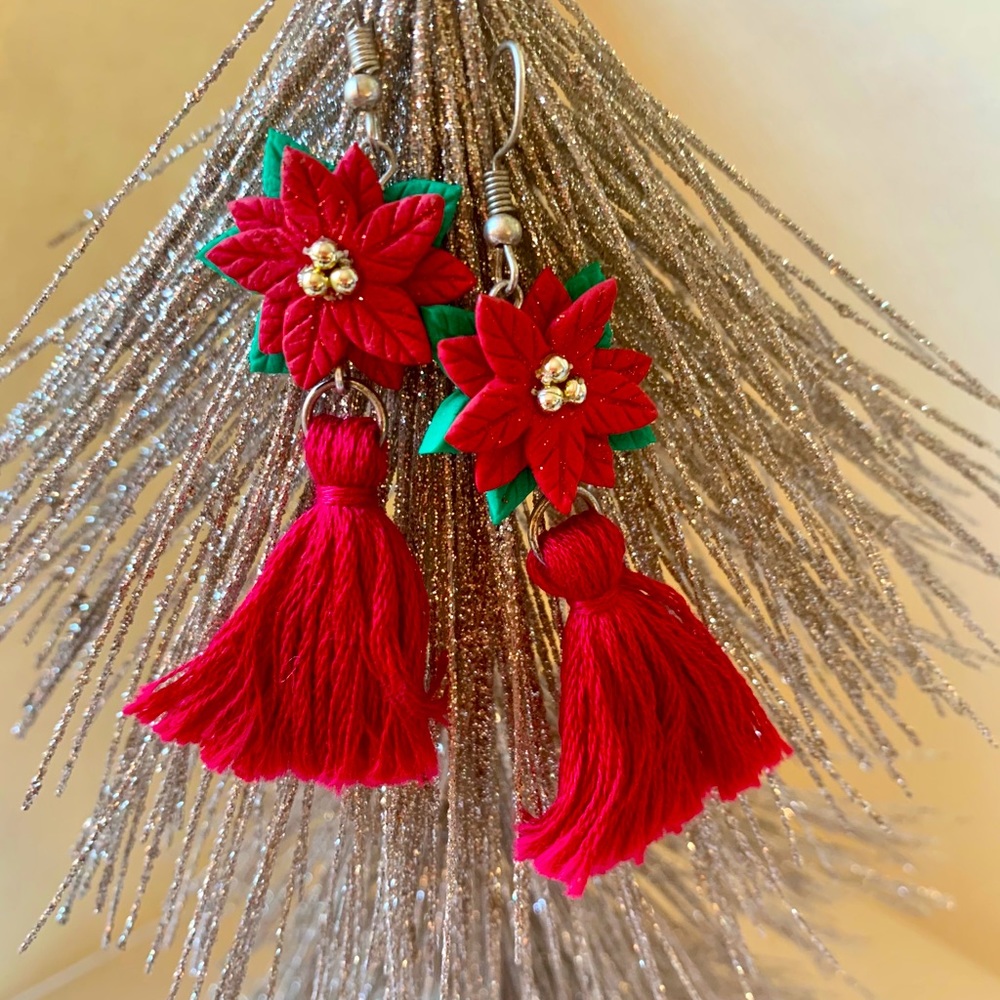 Poinsettia Earrings-pierced